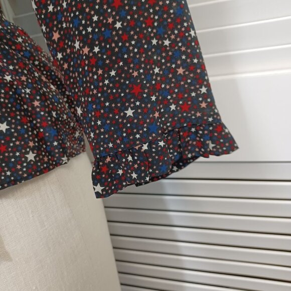 Madewell Star Print Blouse 100% Silk Peplum Wrap Size XSmall - Picture 11 of 15